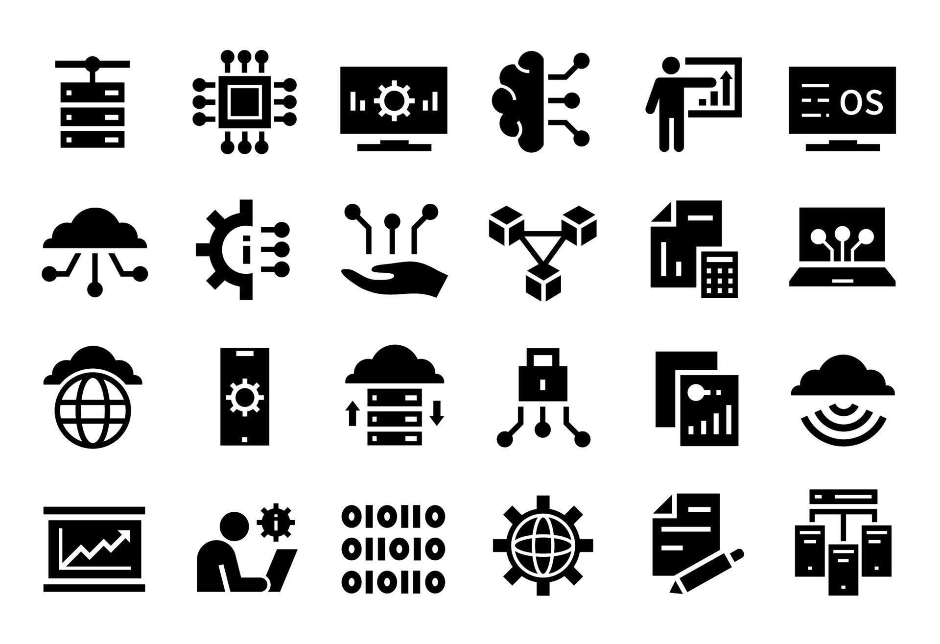 Information technology icons. Cloud computing, database server and ...