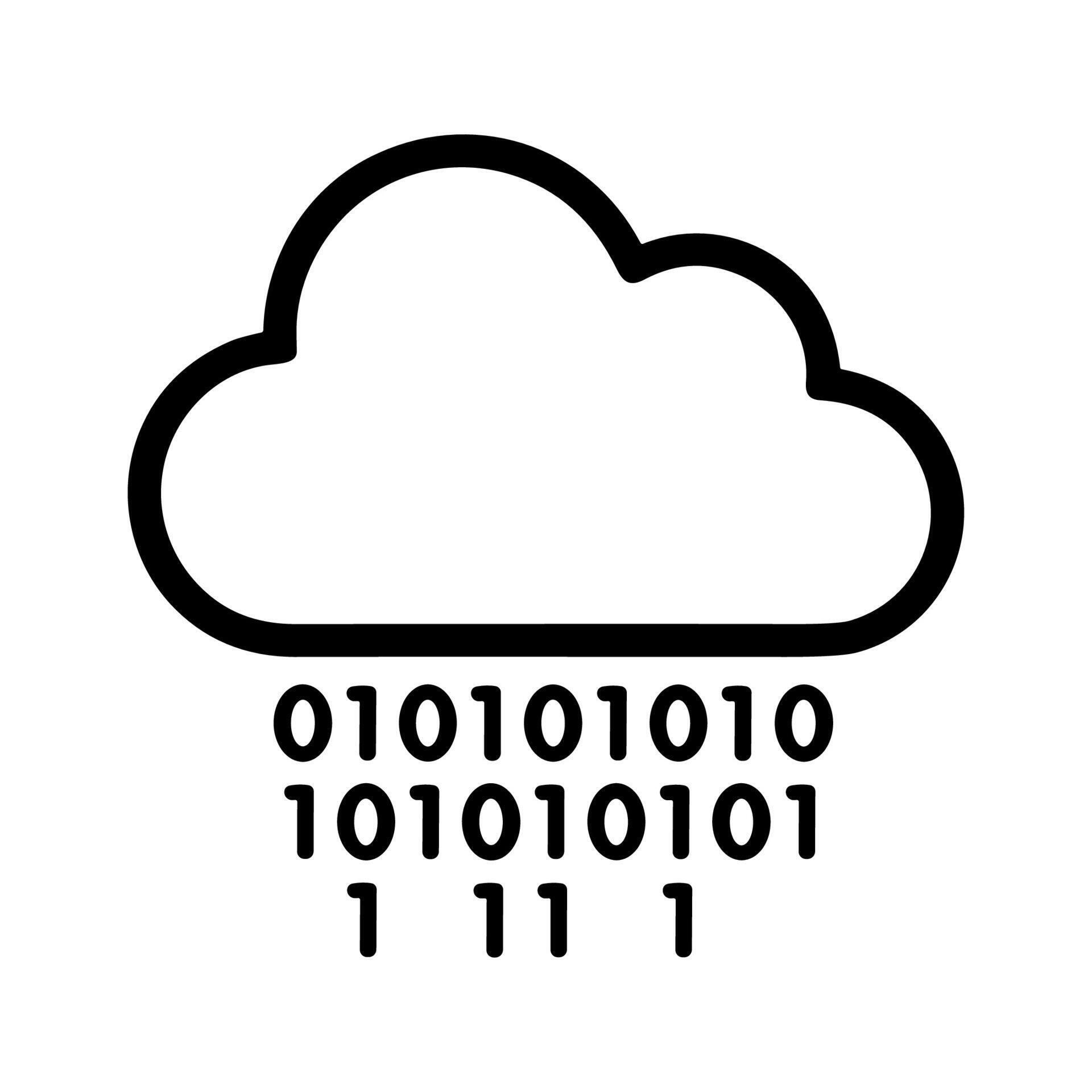 Minimalist Outline Cloud Computing Data Stream Binary Code Icon ...