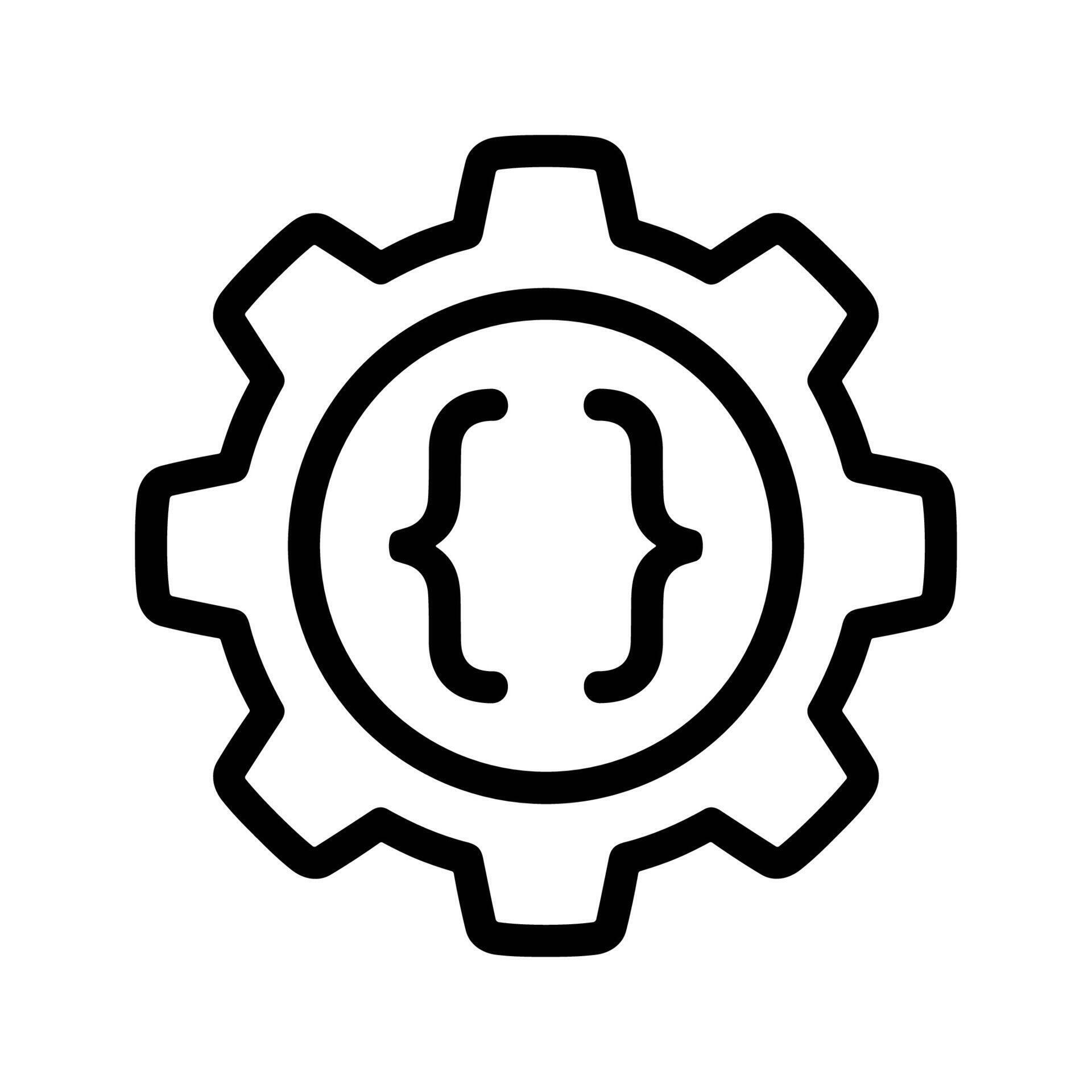 Outline Simple Code Bracket Inside Gear Development Setting Icon ...