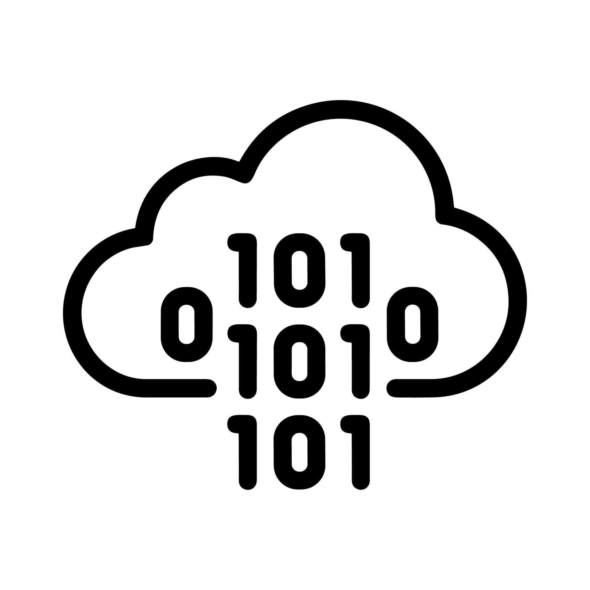 Outline Simple Binary Code Cloud Computing Concept Icon Element ...