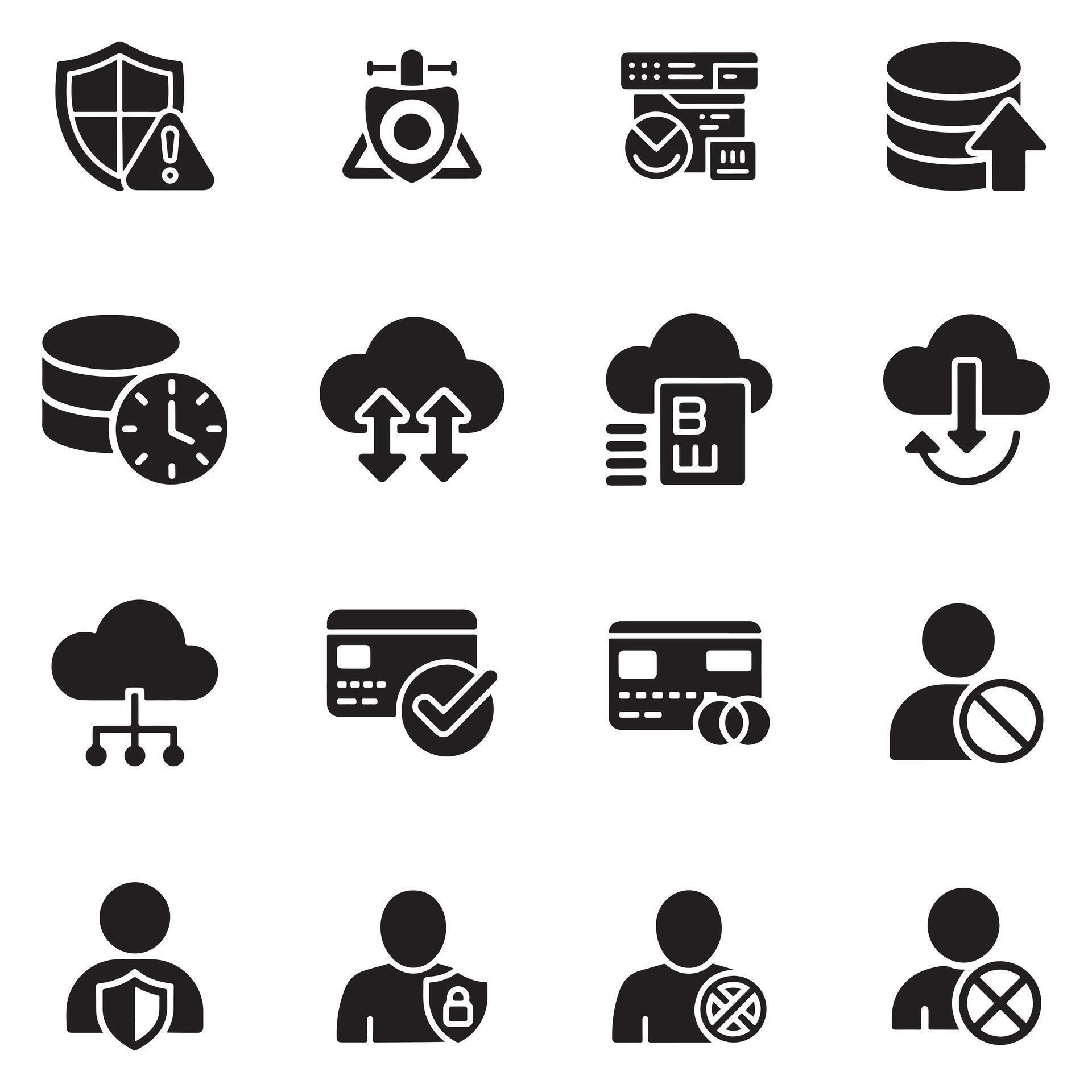 User Authentication and Access Control Solid Icon Set 77513091 Vector ...