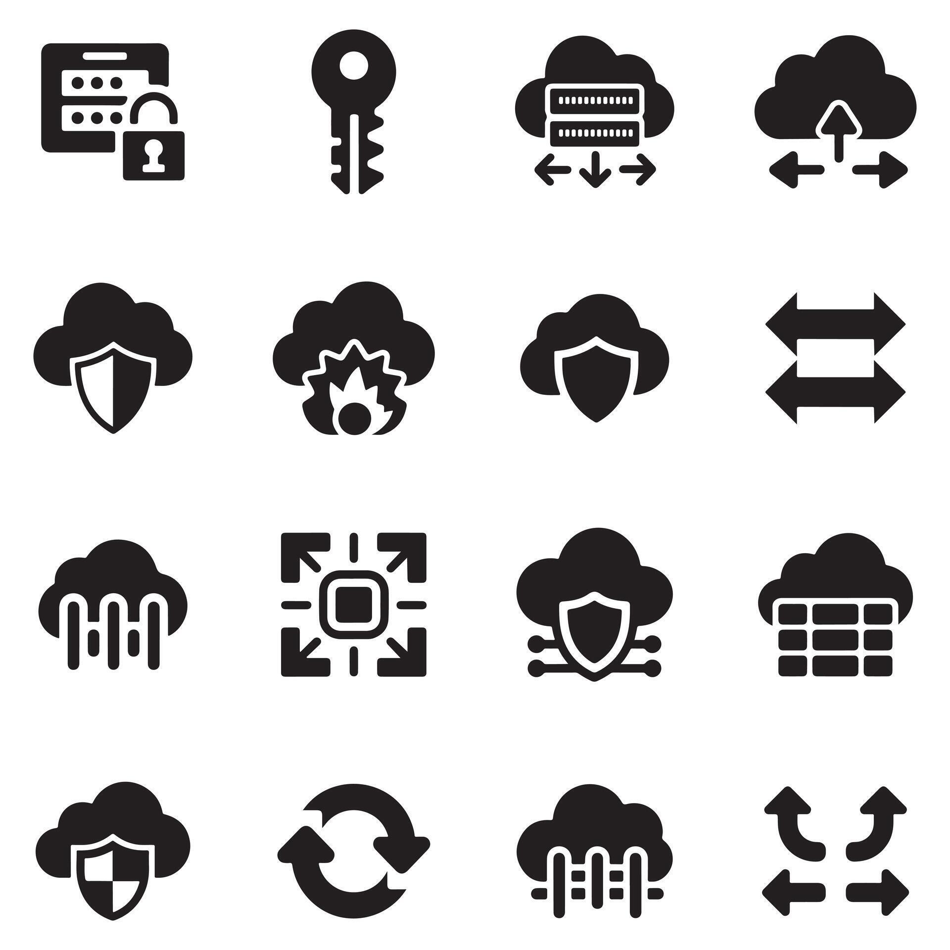 Secure Database and Server Management Solid Icons 77513093 Vector Art ...
