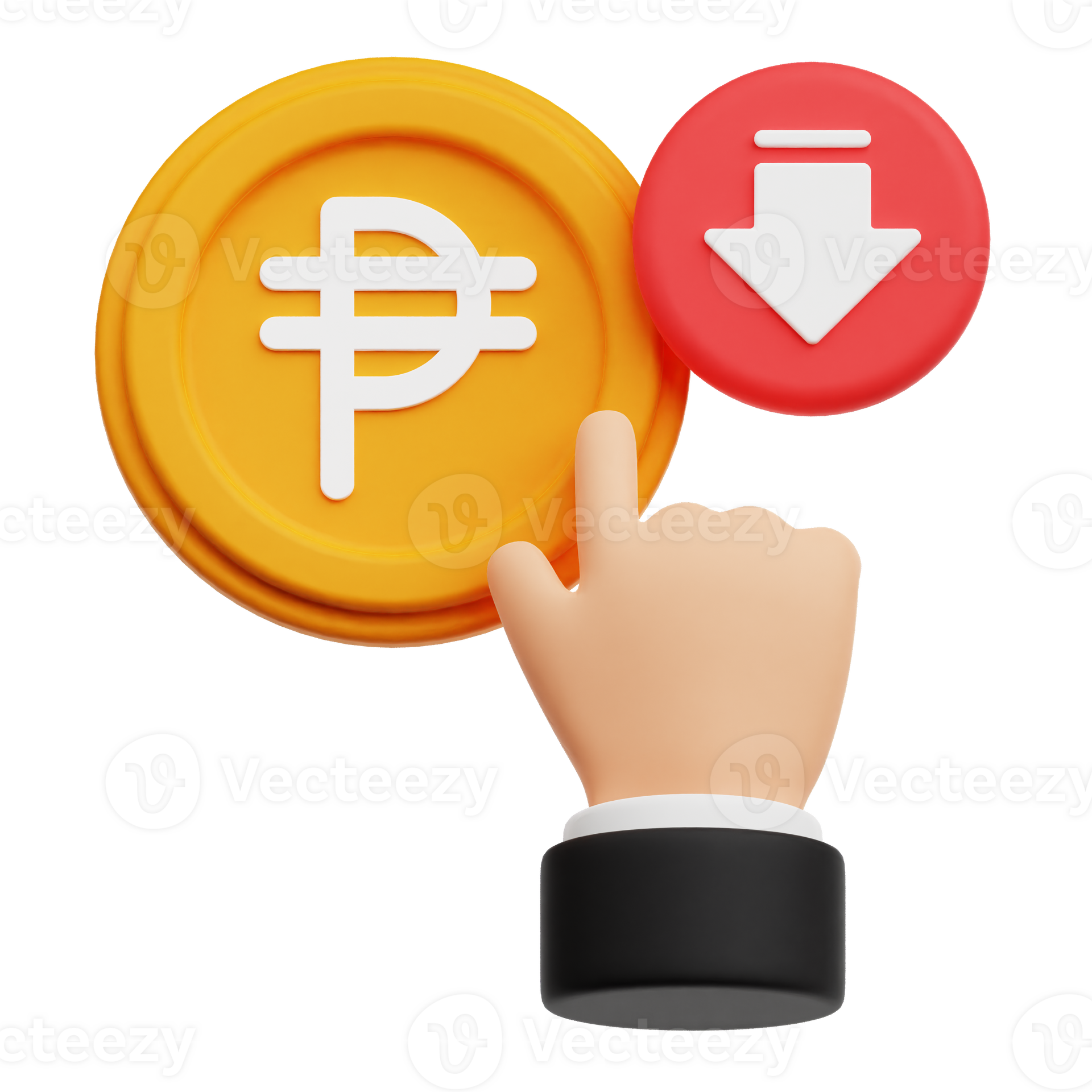 Decrease Click Peso Coin 3D Icon Isolated On Transparent Background ...
