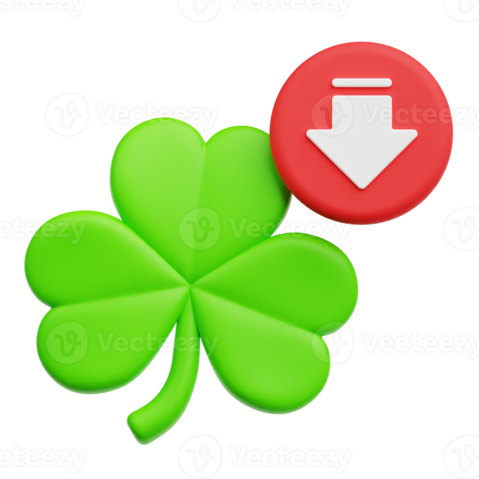 Decrease Clover Leaf 3D Icon Isolated On Transparent Background ...