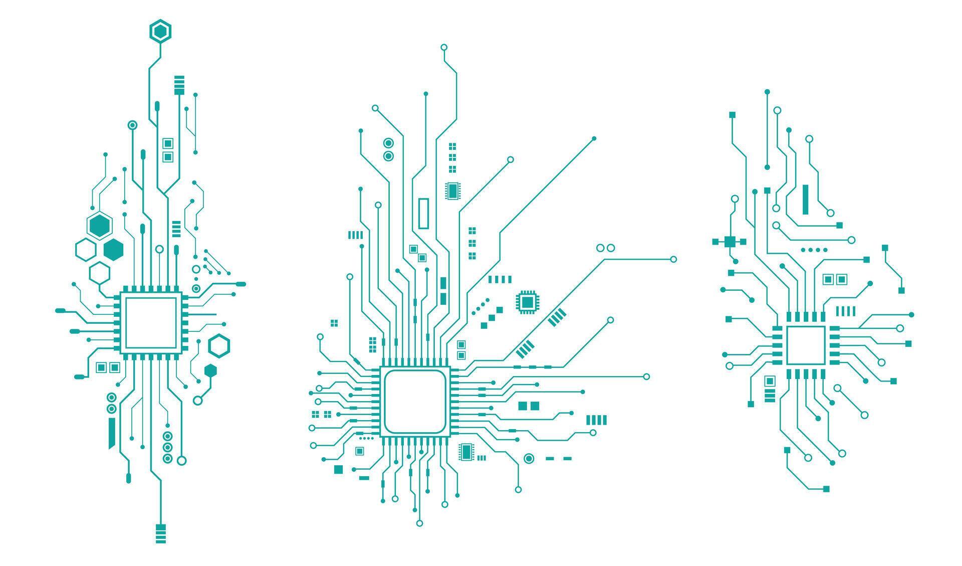 Vertical Microchip Processor Circuit Technology Elements Collection ...