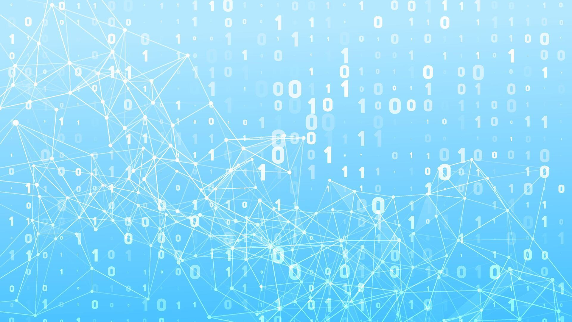 Abstract Binary Code on a Digital Network Technology Background ...