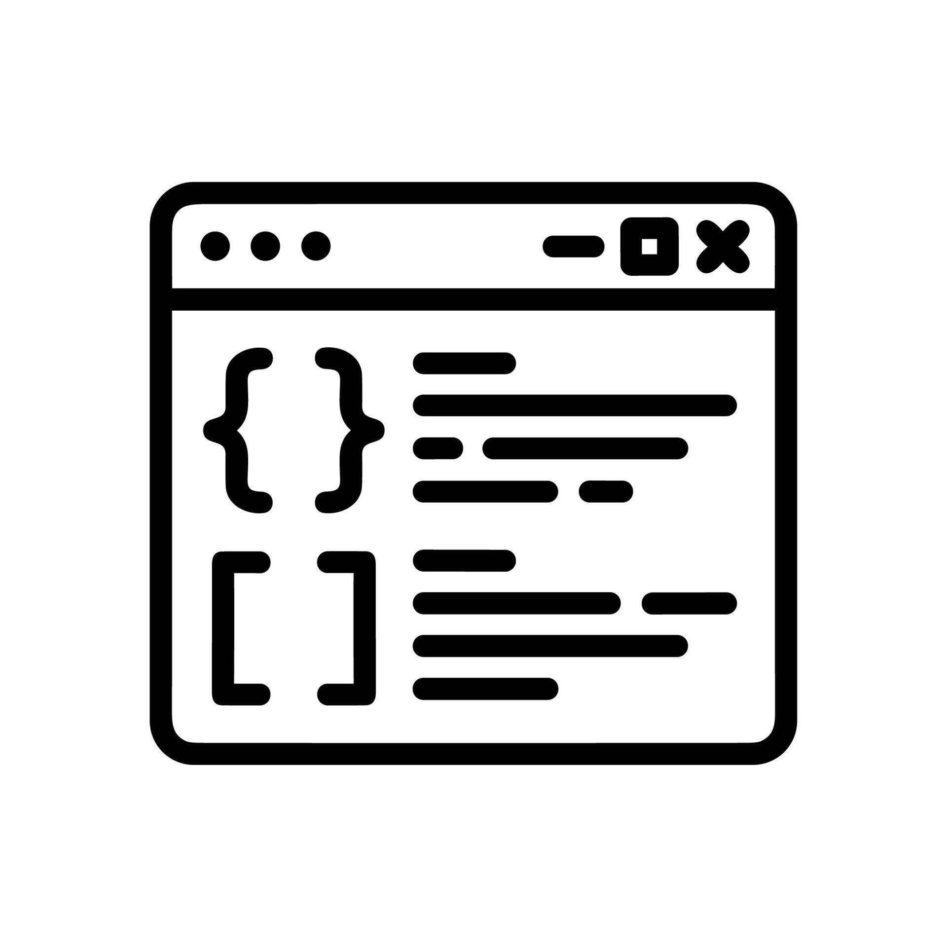 Simple Outline Programming Code Window Interface Design Illustration ...