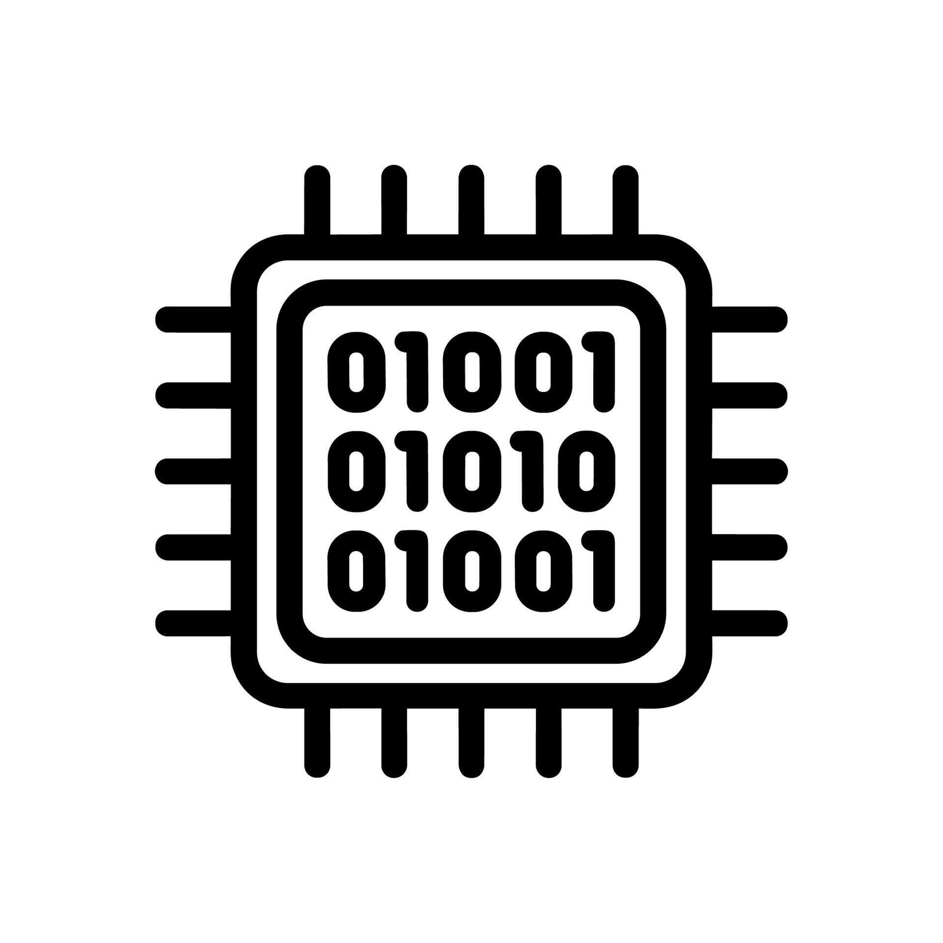 Outline Simple Microchip Binary Code Processor Technology Component ...
