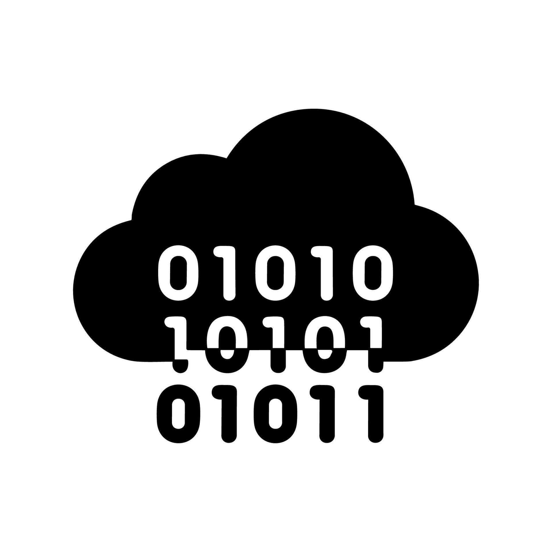 Simple Silhouette Cloud Binary Code Data Storage Connection Icon ...