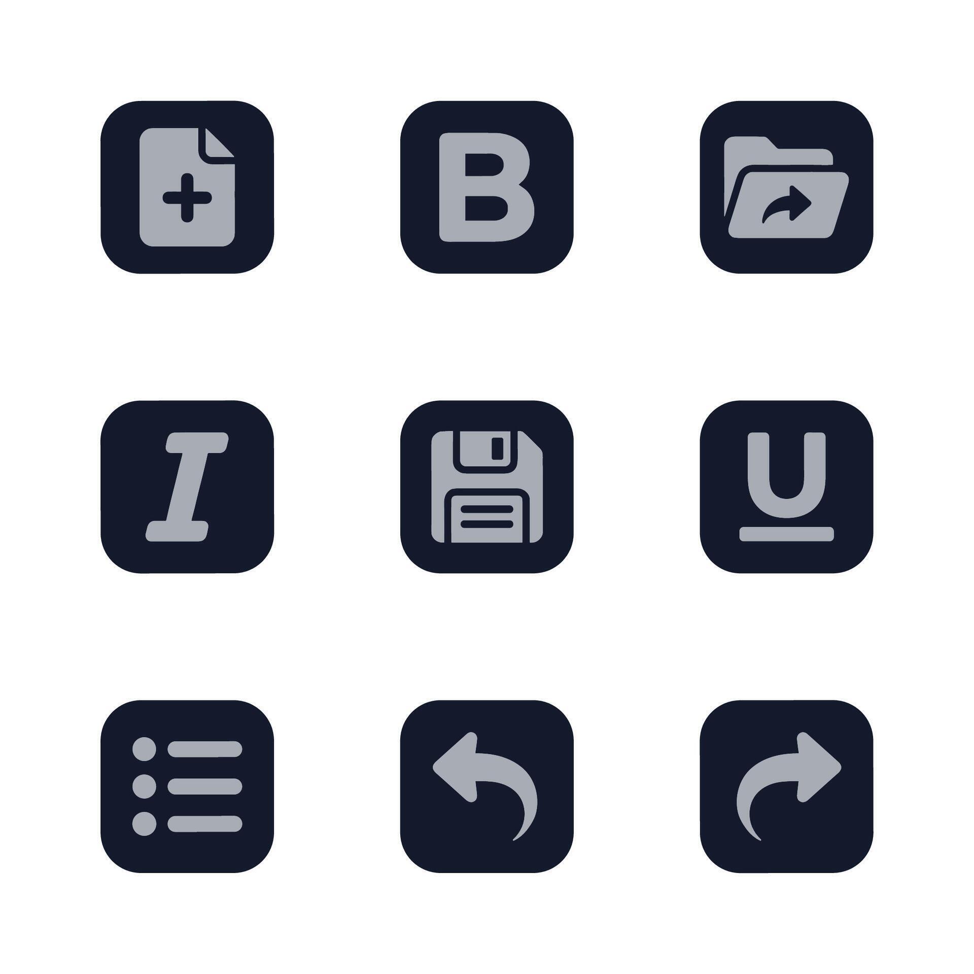 Dark Tone Square Shape Basic User Interface Icon Elements Set 77896517 ...