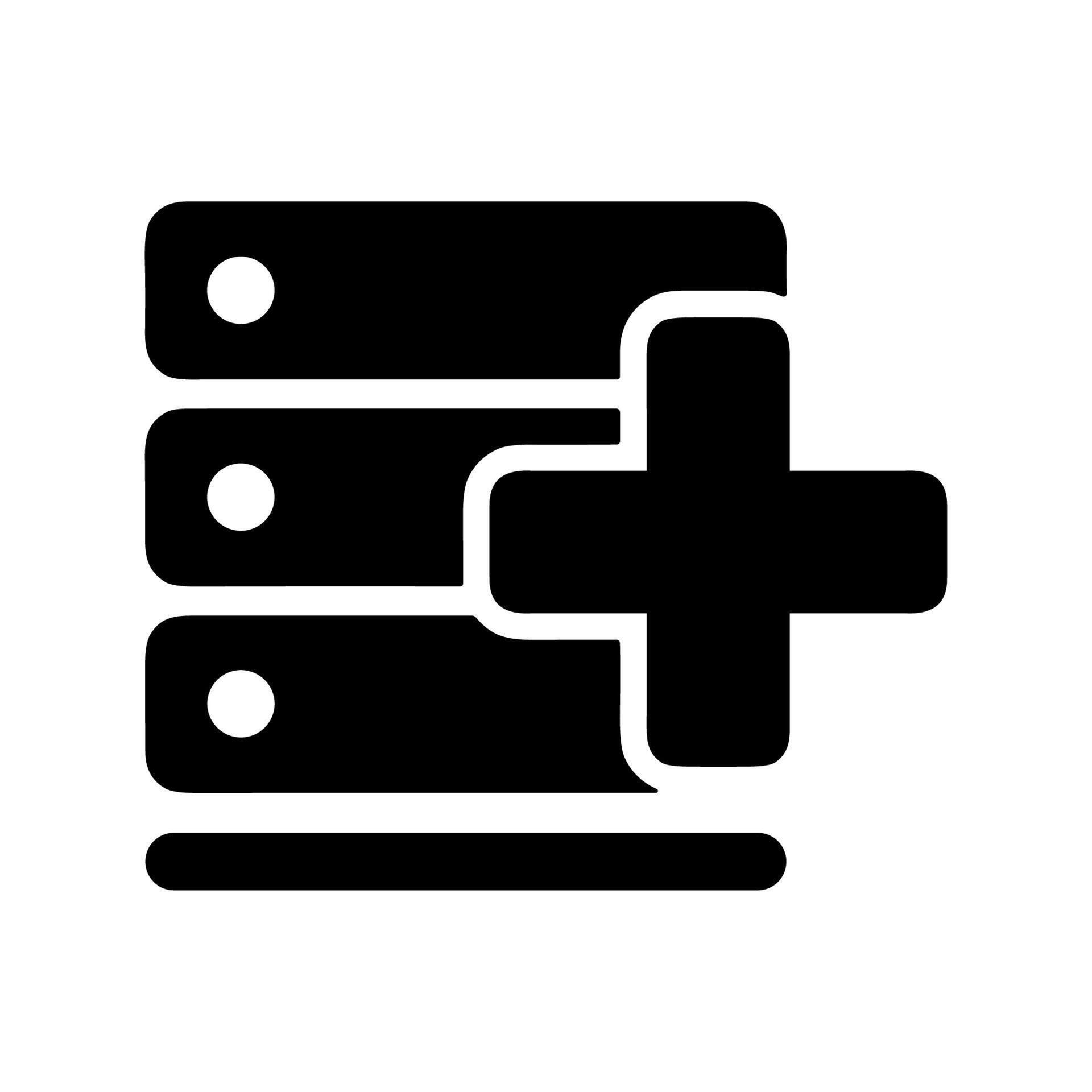Solid Add Database Server Icon Design, Simple Data Storage Symbol ...