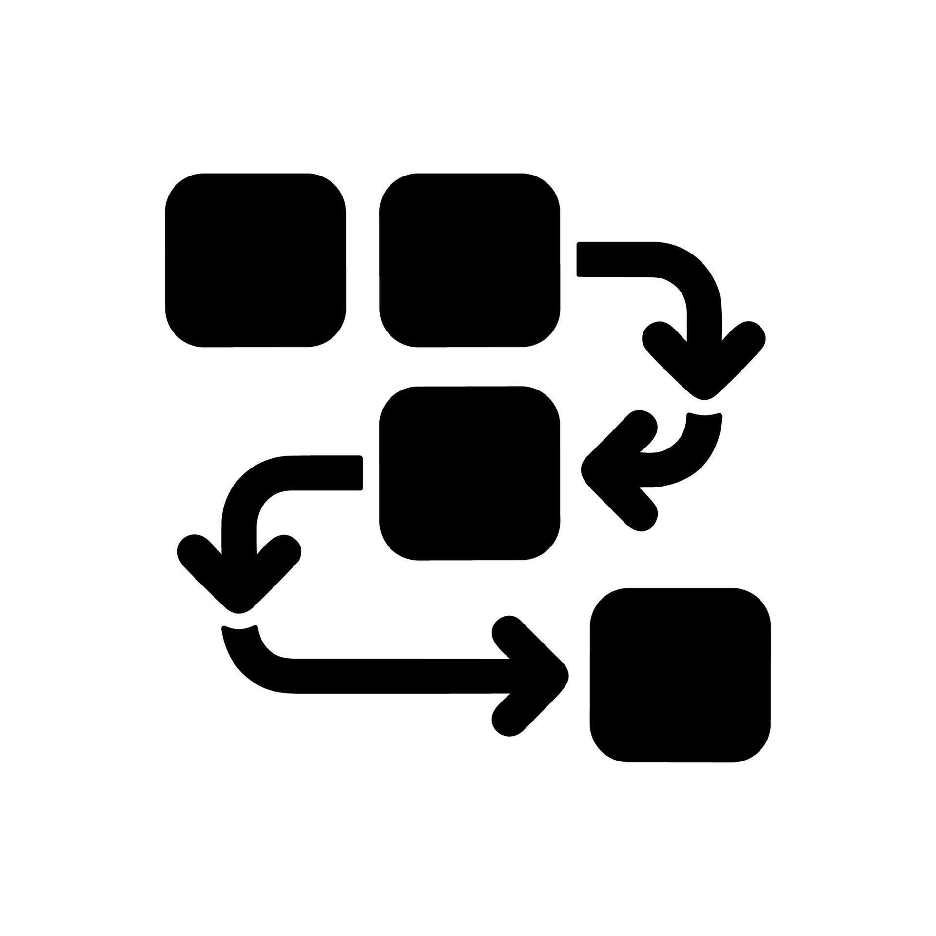 Simple Solid Block Diagram Flowchart Arrow Icon for Process ...