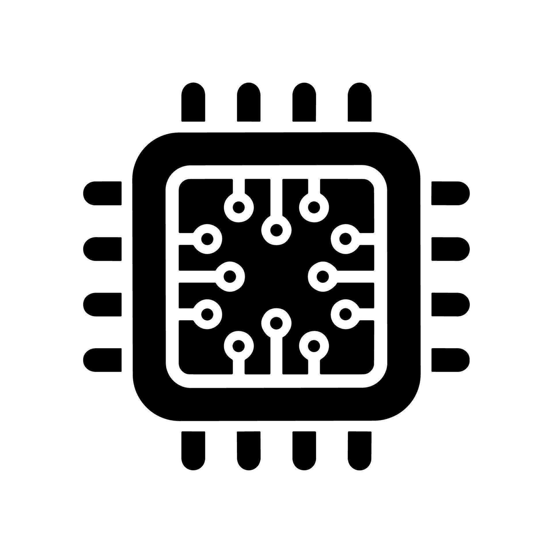 Solid Filled CPU Microchip Processor Technology Component Icon Symbol ...