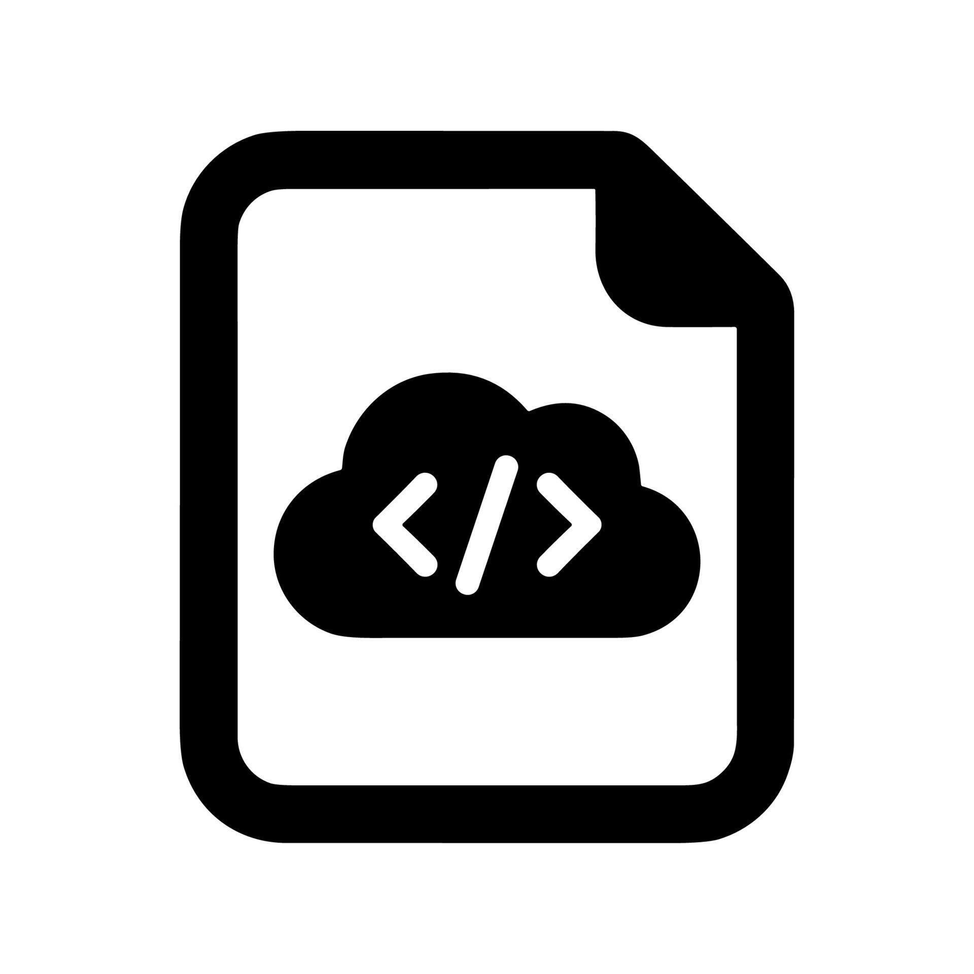 Bold Line Cloud Computing File with Code Icon Symbol 78044769 Vector ...