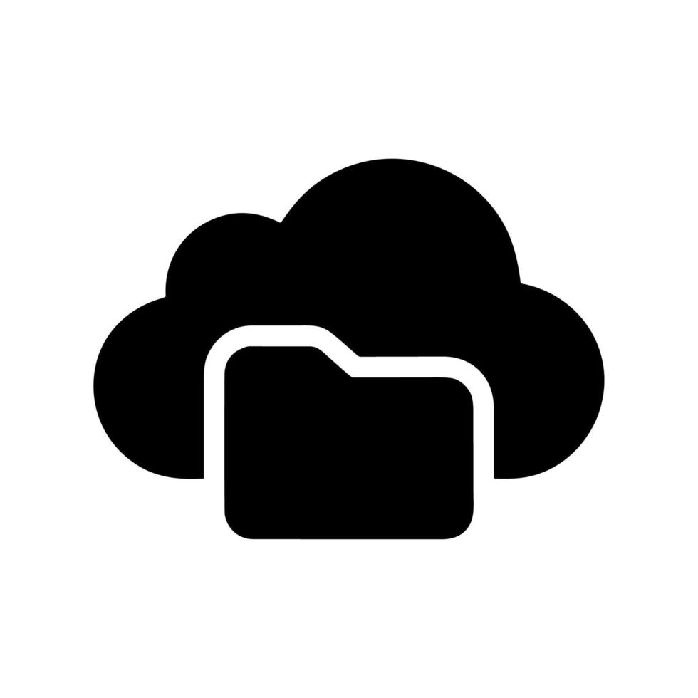 Simple Solid Cloud with Folder Symbol Data Storage Icon 78045063 Vector ...