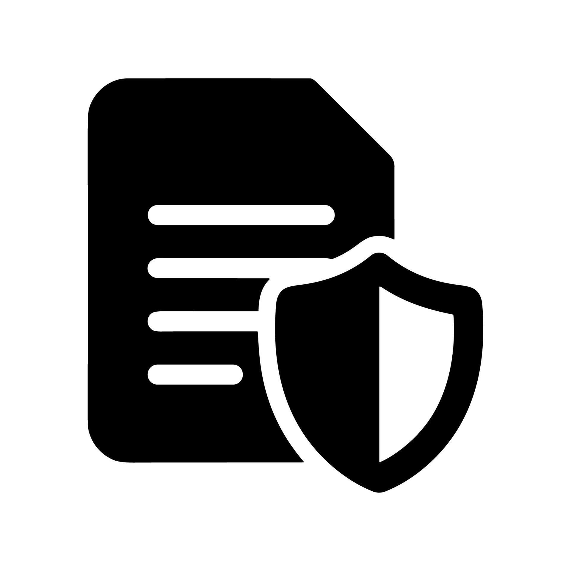 Solid File Document with Security Shield Icon Shape Sign 78045932 ...