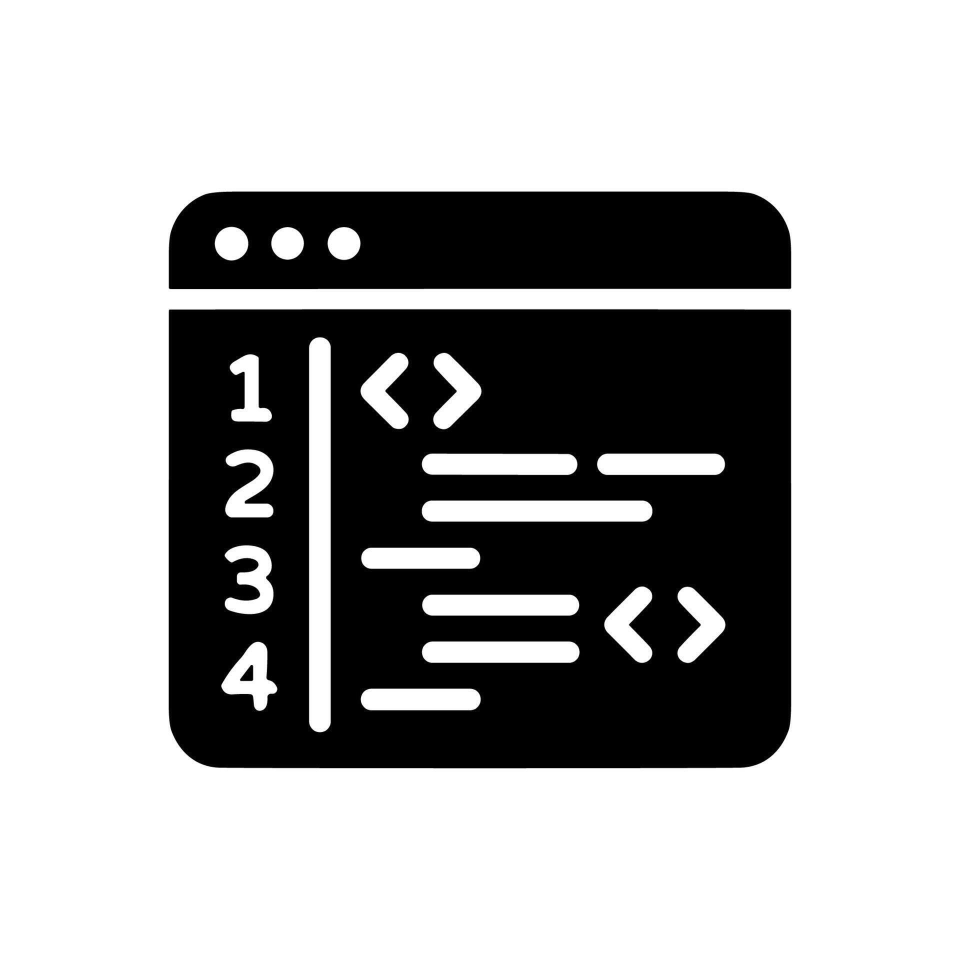 Flat Silhouette Code Script Programming Screen with Numbers Icon ...