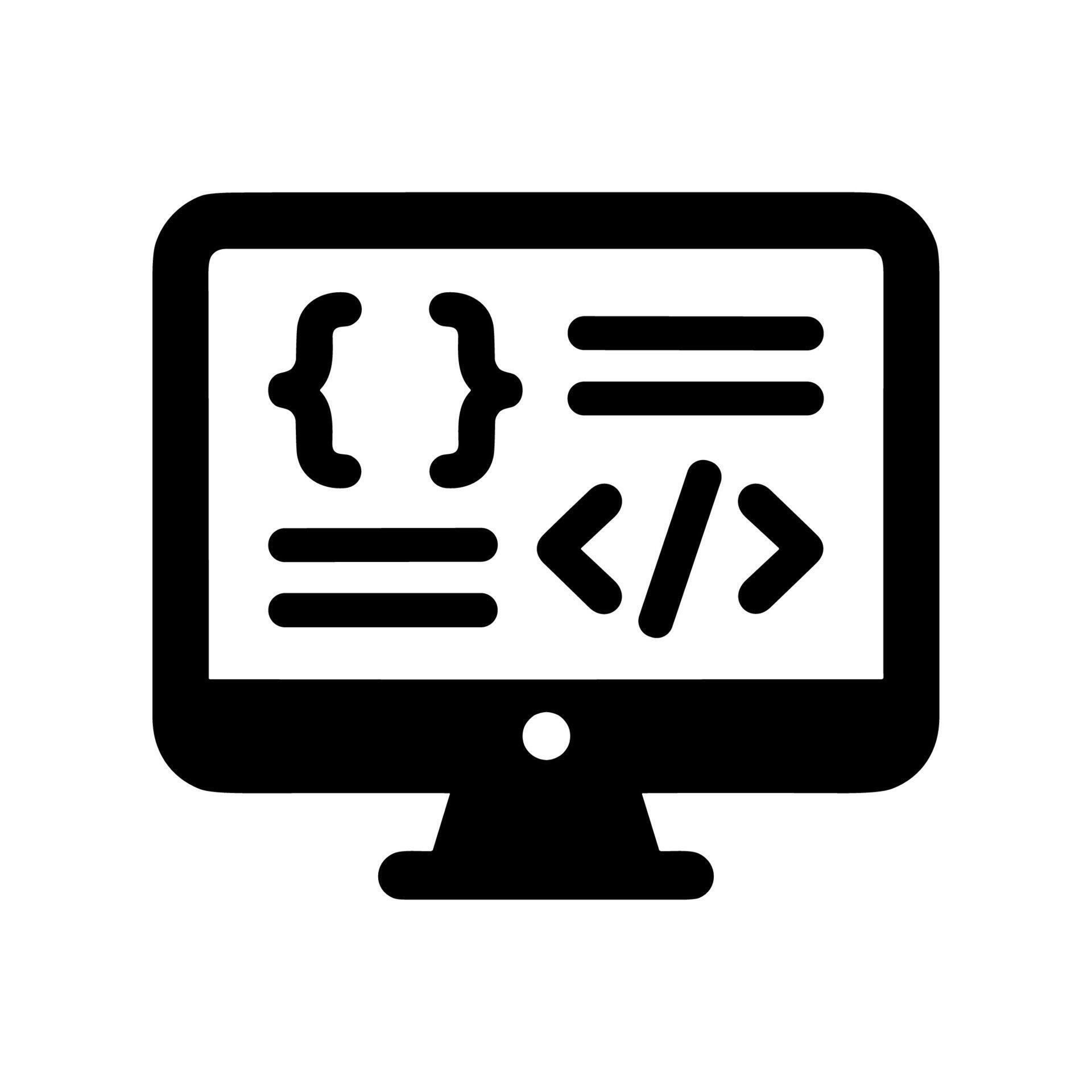 Flat Isolated Computer Screen Code Programming Sign Icon Symbol ...