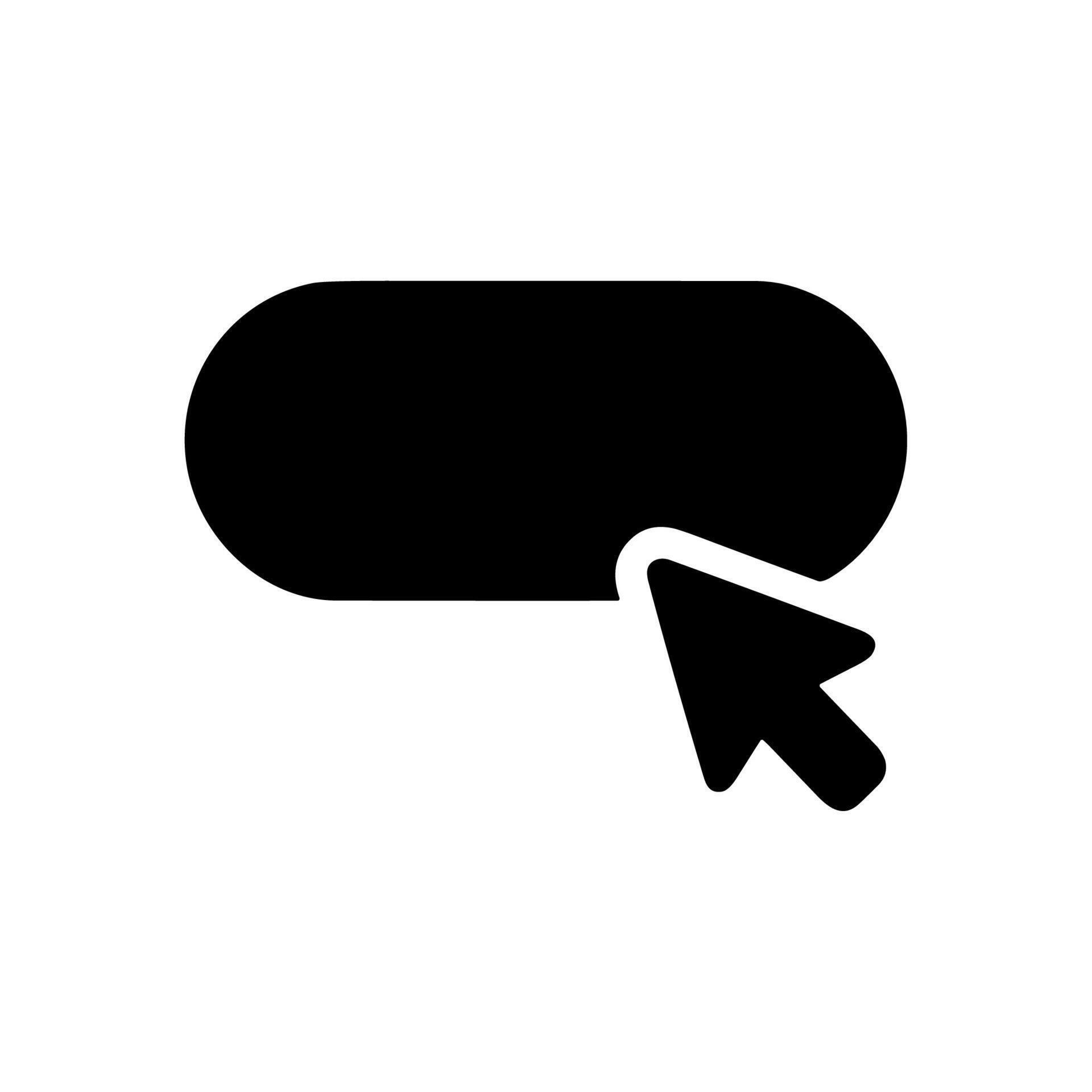 Flat Filled Rounded Button with Cursor Pointer Shape Click Icon ...