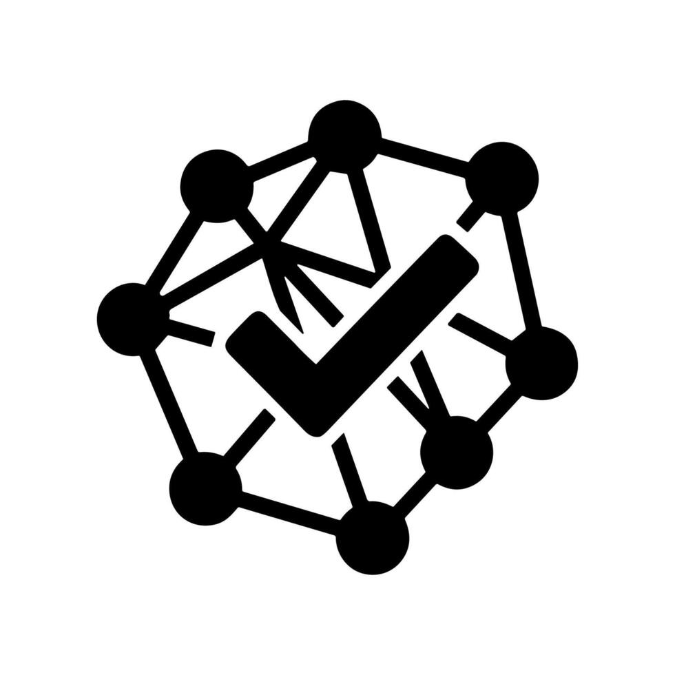 Solid Style Network Checkmark Connection Node Verified Icon Shape ...