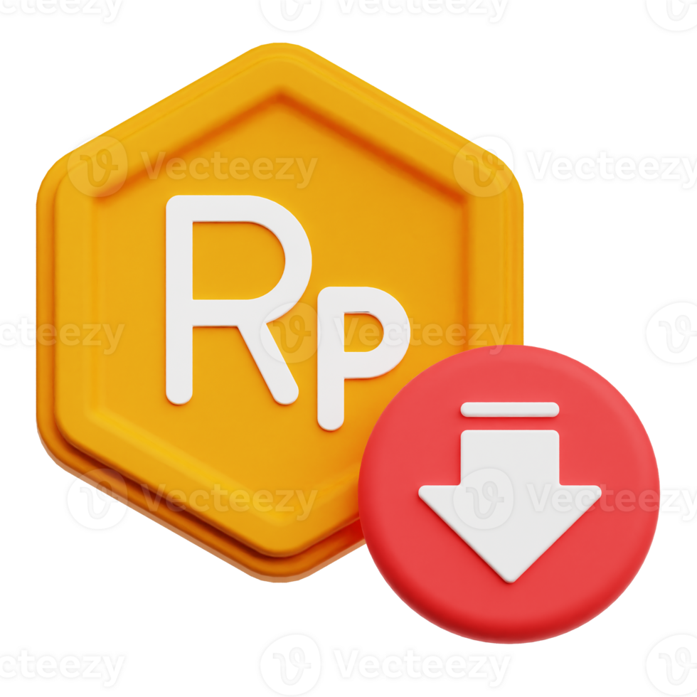 Decrease Rupiah Token 3D Icon Isolated On Transparent Background ...