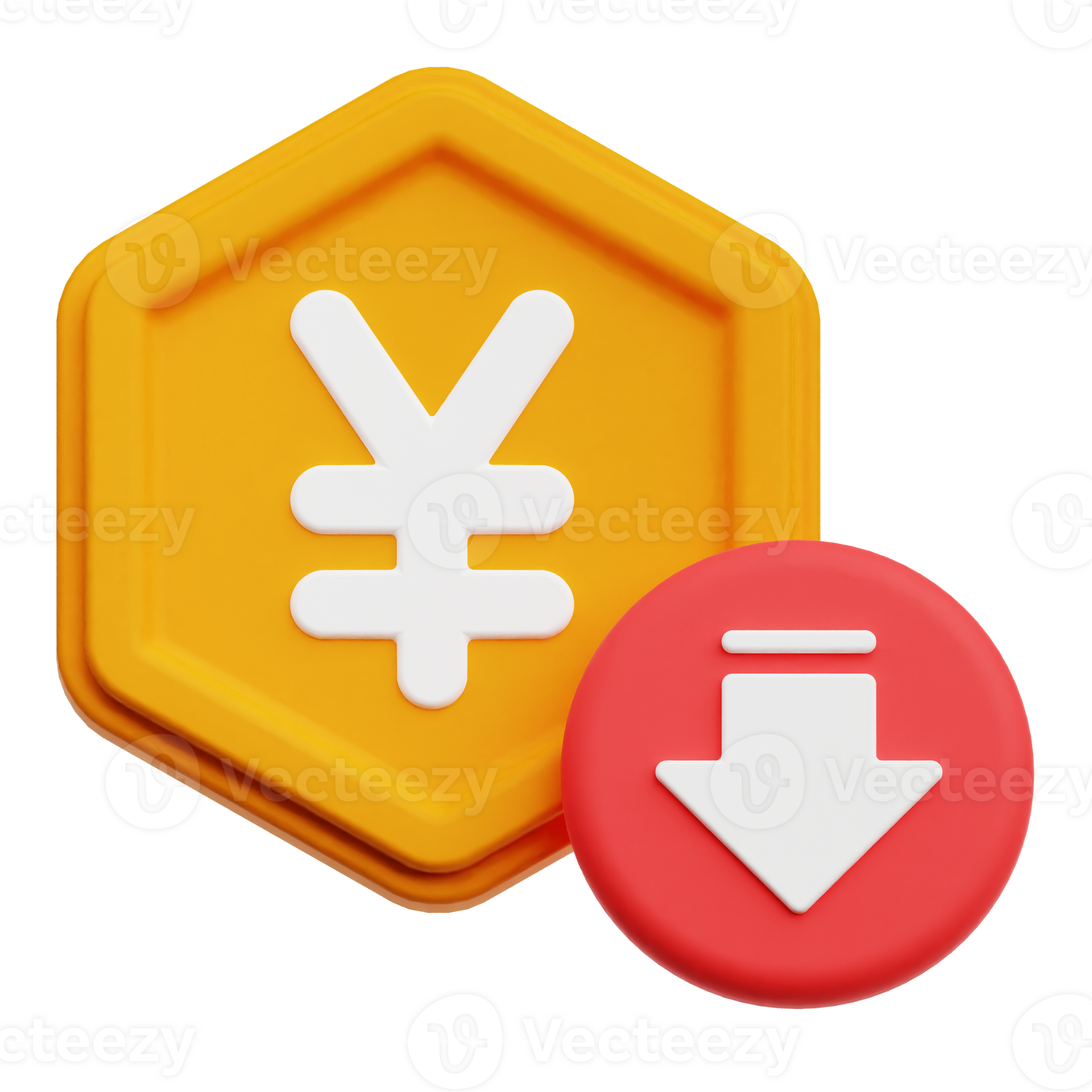 Decrease Yen Token 3D Icon Isolated On Transparent Background 78076379 PNG