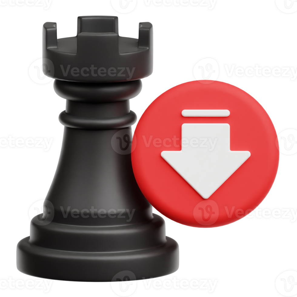 Decrease Chess Rook 3D Icon Isolated On Transparent Background 78080763 PNG