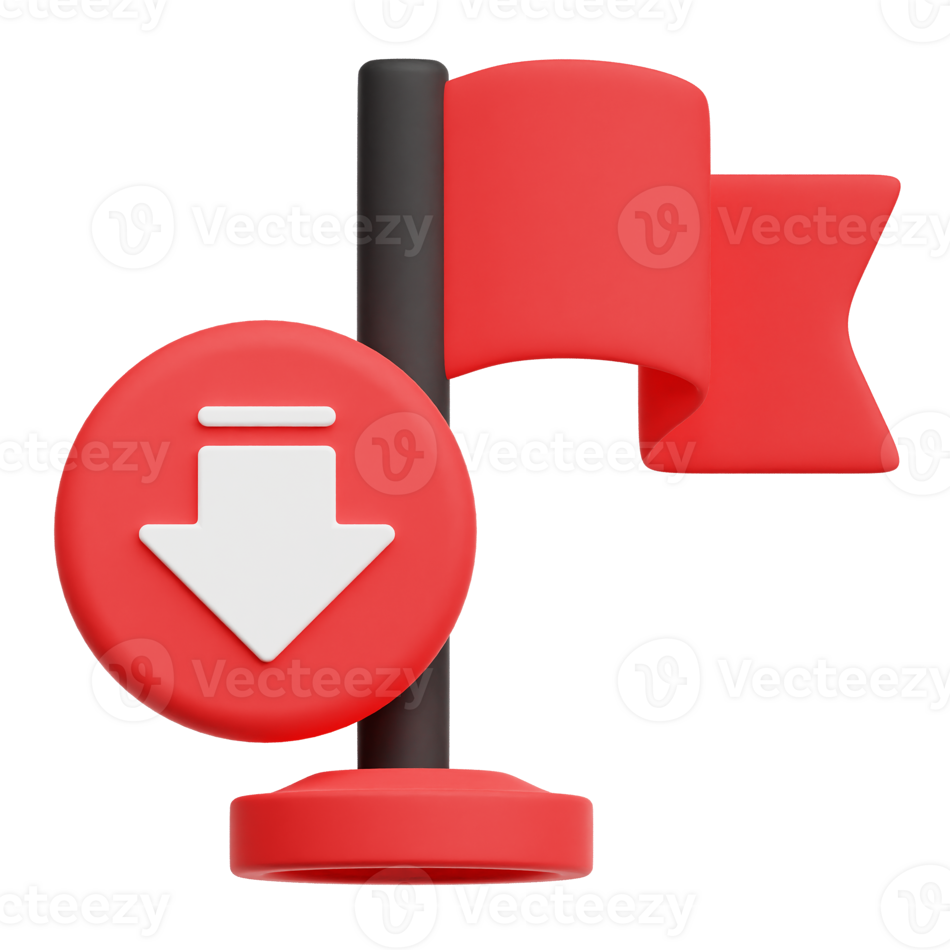 Decrease Flag 3D Icon Isolated On Transparent Background 78080765 PNG