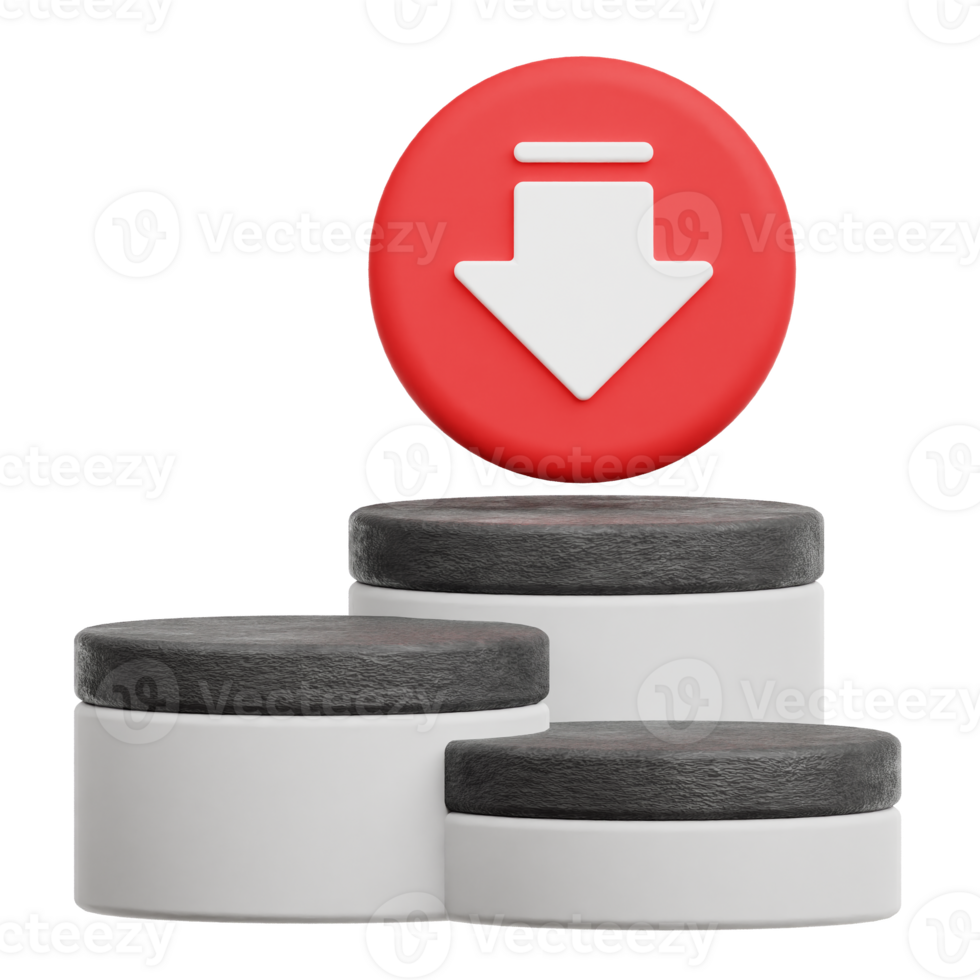 Decrease Stone Podium 3D Icon Isolated On Transparent Background ...