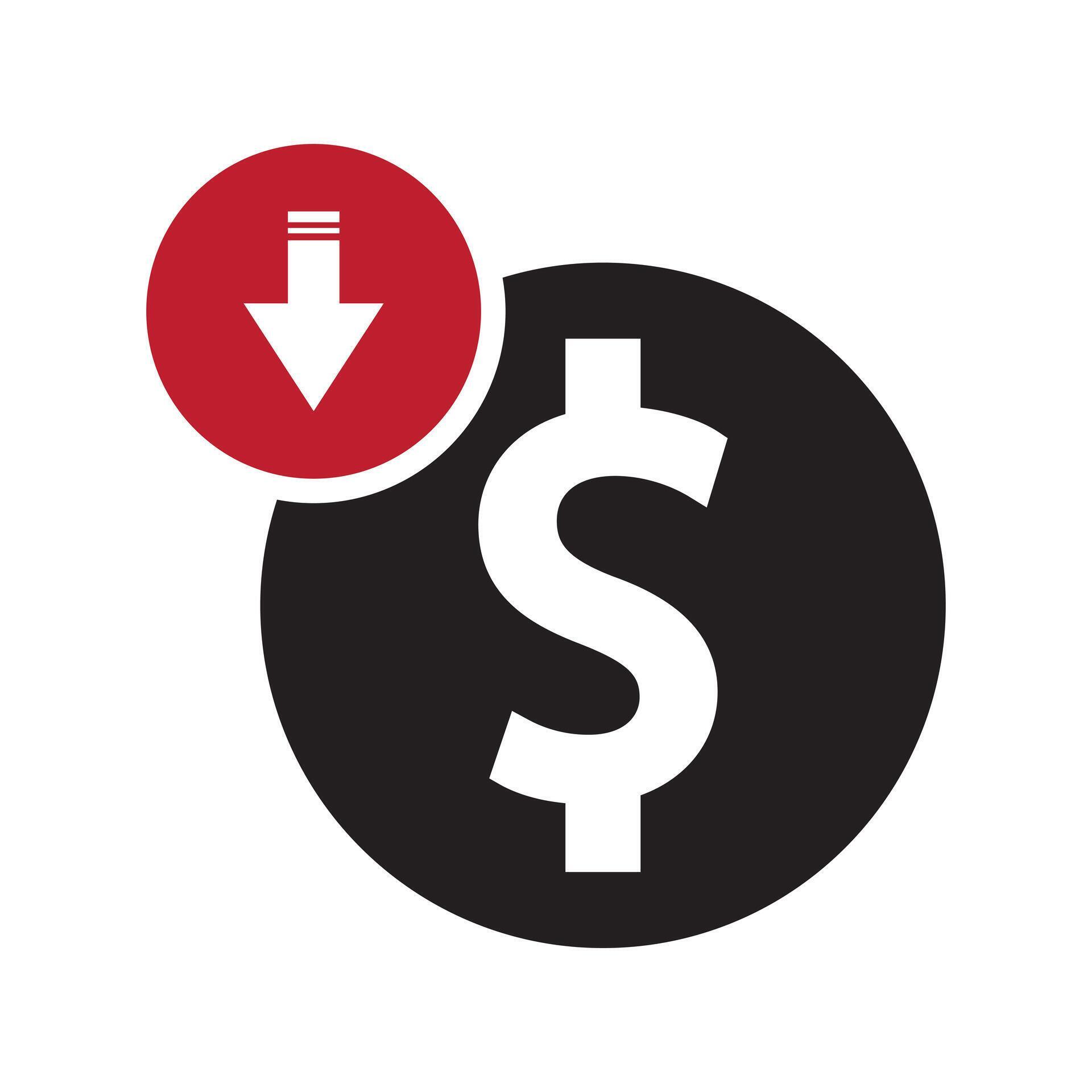 Dollar up and down logo. Price decrease and increase symbol. 78111106 ...