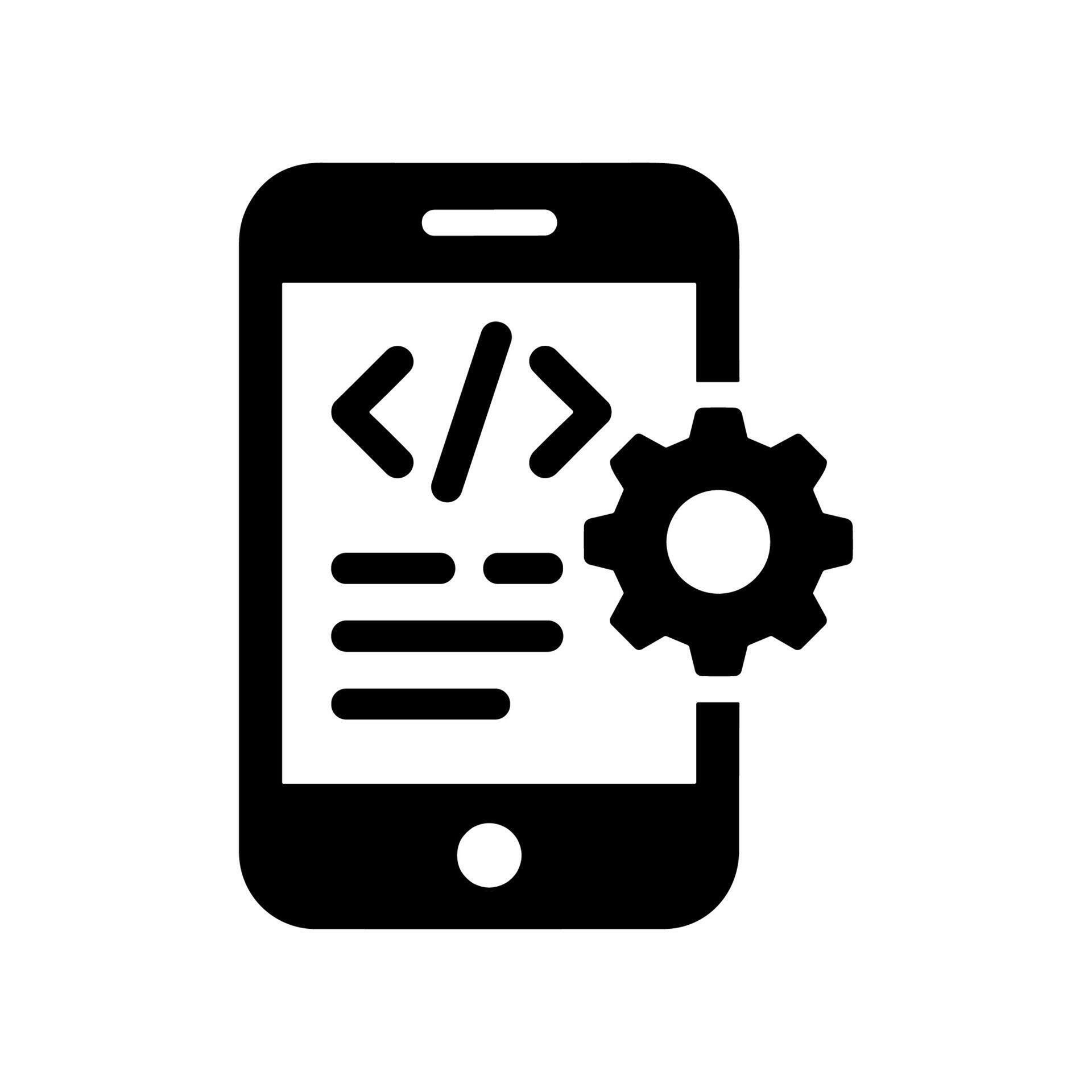 Solid Style Smartphone Application Programming Code and Gearwheel Shape ...