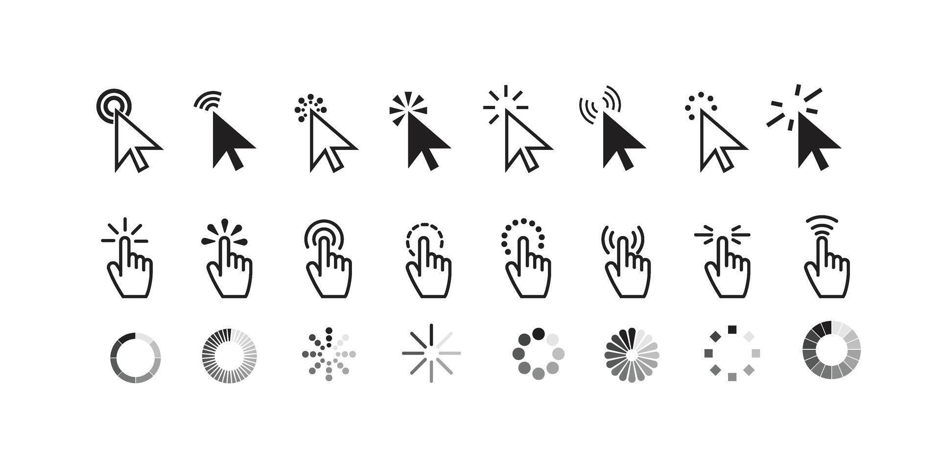 Computer Mouse Cursor and Pointer Icon Set for Interface Design ...