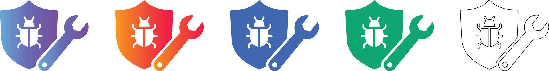 Software Bug Security Shield Icon Set 78338370 Vector Art at Vecteezy