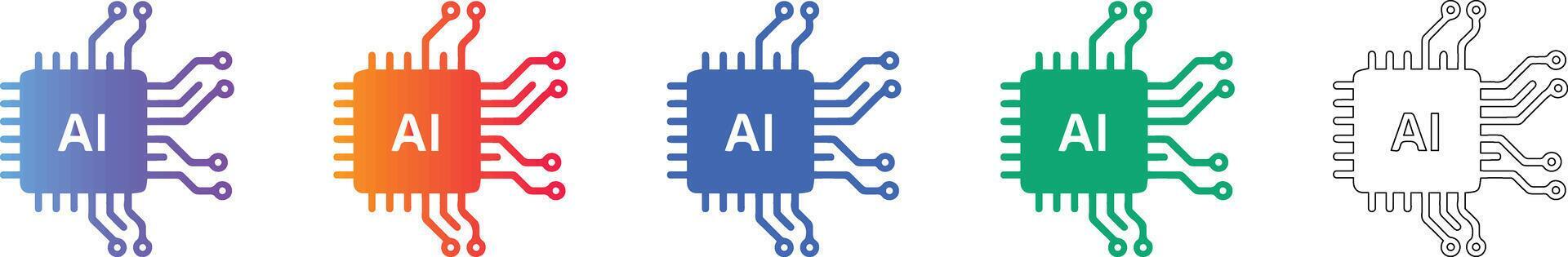 Artificial Intelligence Chip Processor Icons 78341649 Vector Art at ...