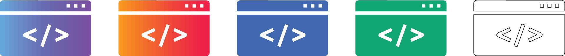 Web Browser Code Window Icons Set 78341716 Vector Art at Vecteezy