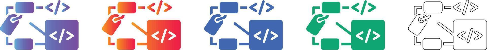 Code Tag and Data Flow Integration Icon vector