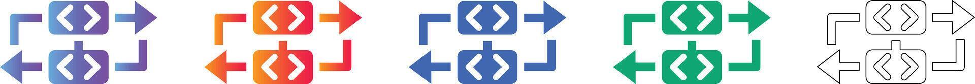Bidirectional Code Data Transfer Synchronization Icon Set 78343435 ...