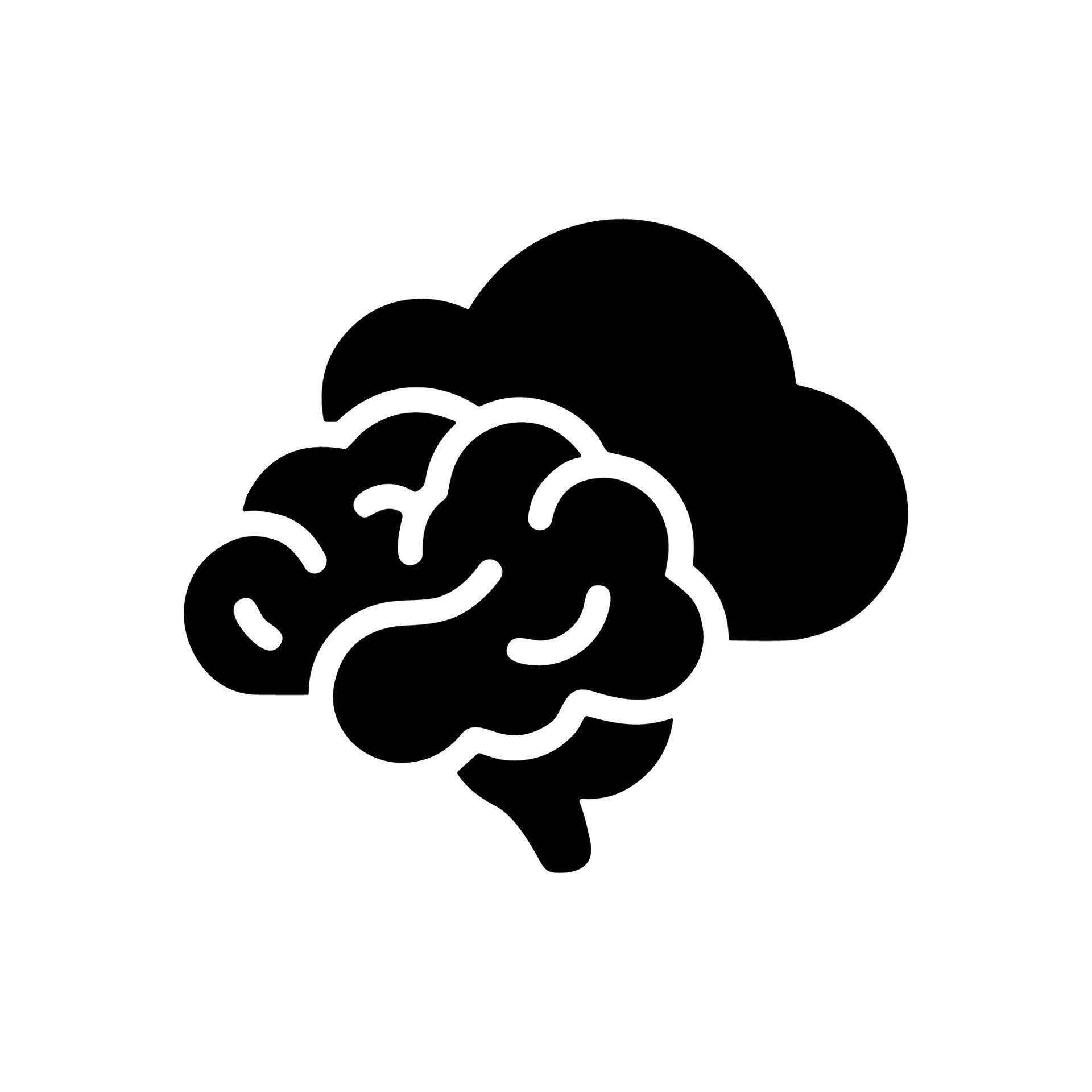 Solid Style Human Brain with Cloud Shape Data Computing Icon 78346572 ...