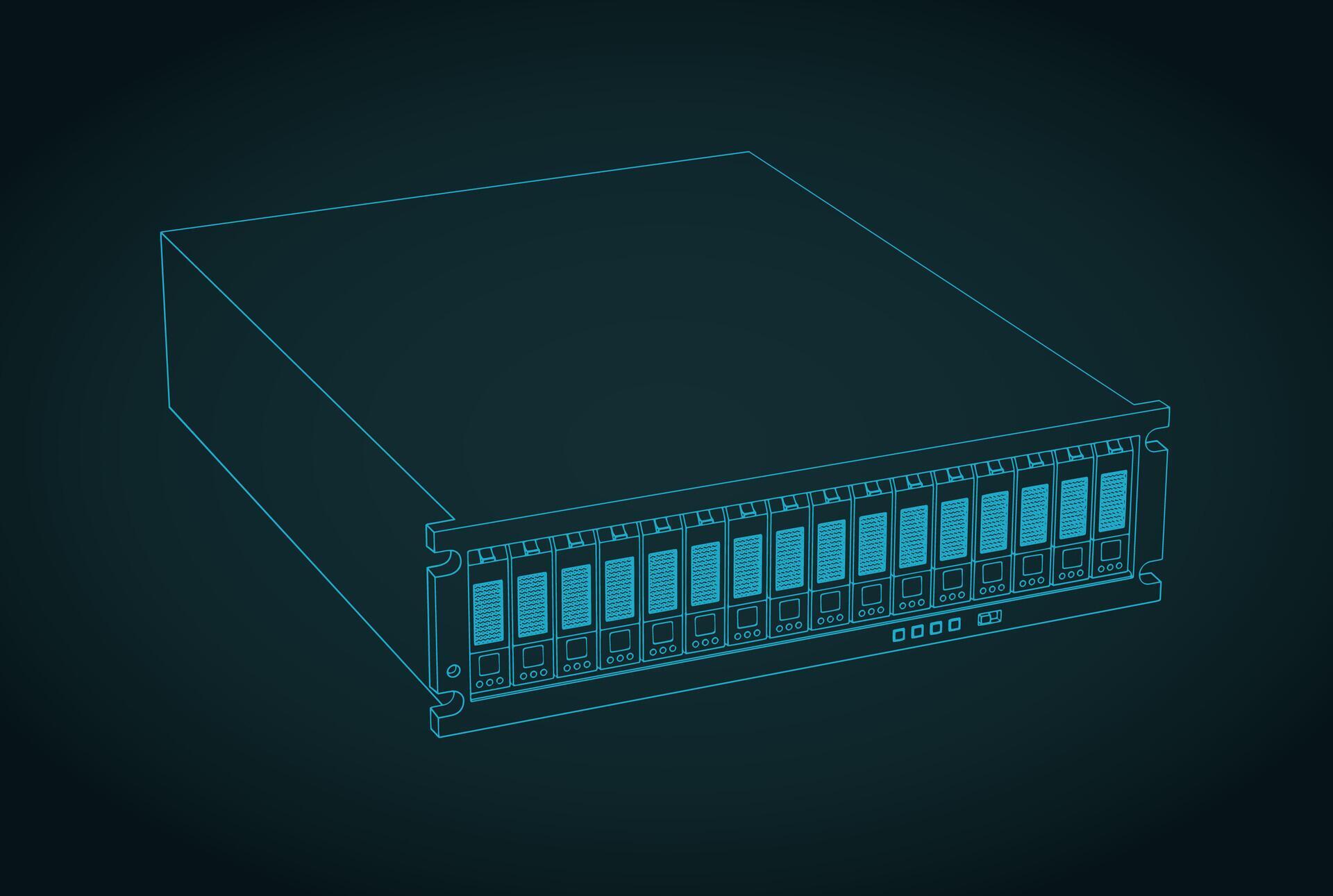 Rackmount storage disk array blueprint 78385655 Vector Art at Vecteezy