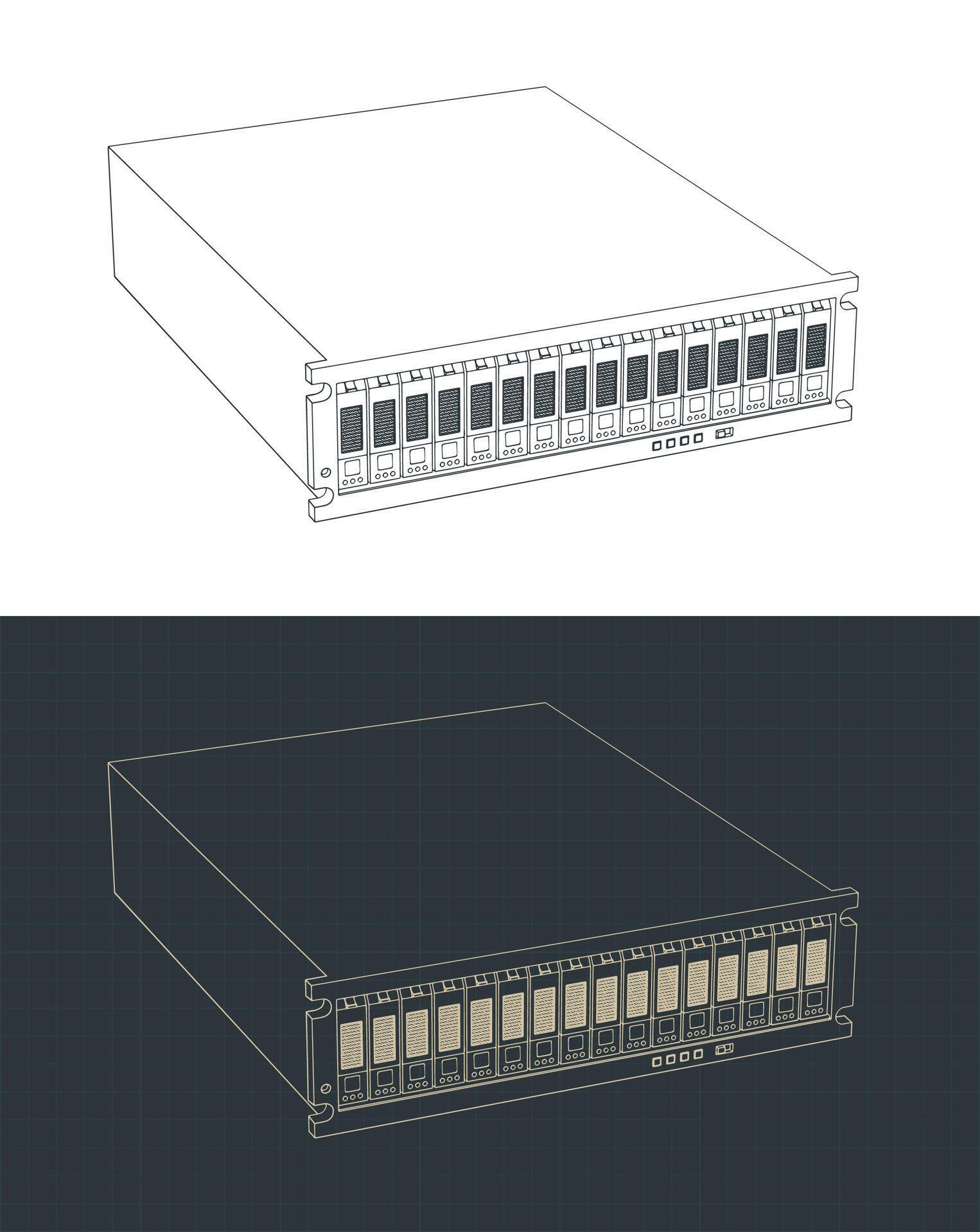 Rackmount storage disk array drawings 78385662 Vector Art at Vecteezy