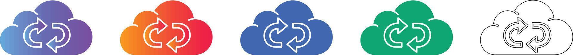 Cloud Sync Process Icons Set vector