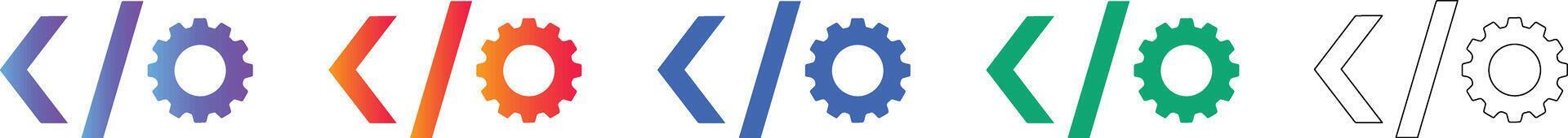 Code Development Gear Icon Set for Software Engineering 78399307 Vector ...