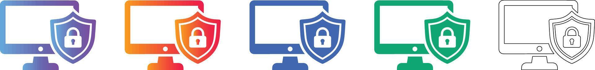 Computer System Security Lock Icon Set 78400445 Vector Art at Vecteezy