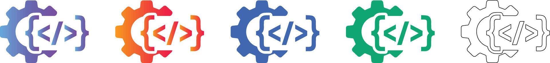 Coding Gear Development Icon Set 78404769 Vector Art at Vecteezy