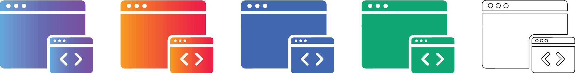 Web Development and Coding Browser Window Icons 78406964 Vector Art at ...