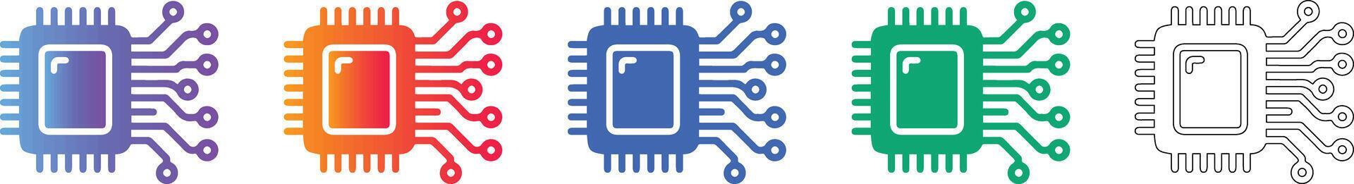 Computer Microchip Processor Icon Set vol 16622 78413491 Vector Art at ...