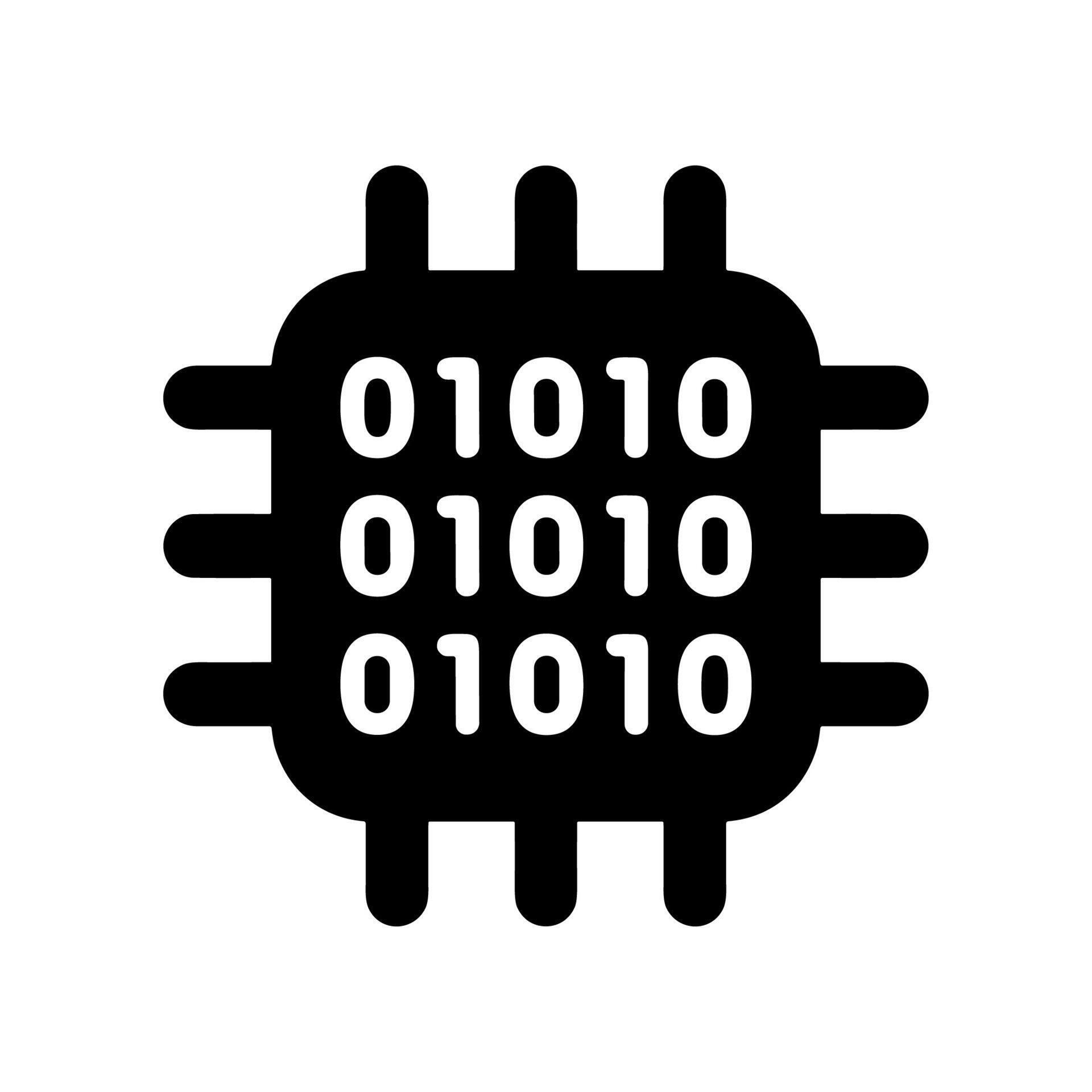 Solid Style Microchip with Binary Code Data Shape Icon 78423885 Vector ...