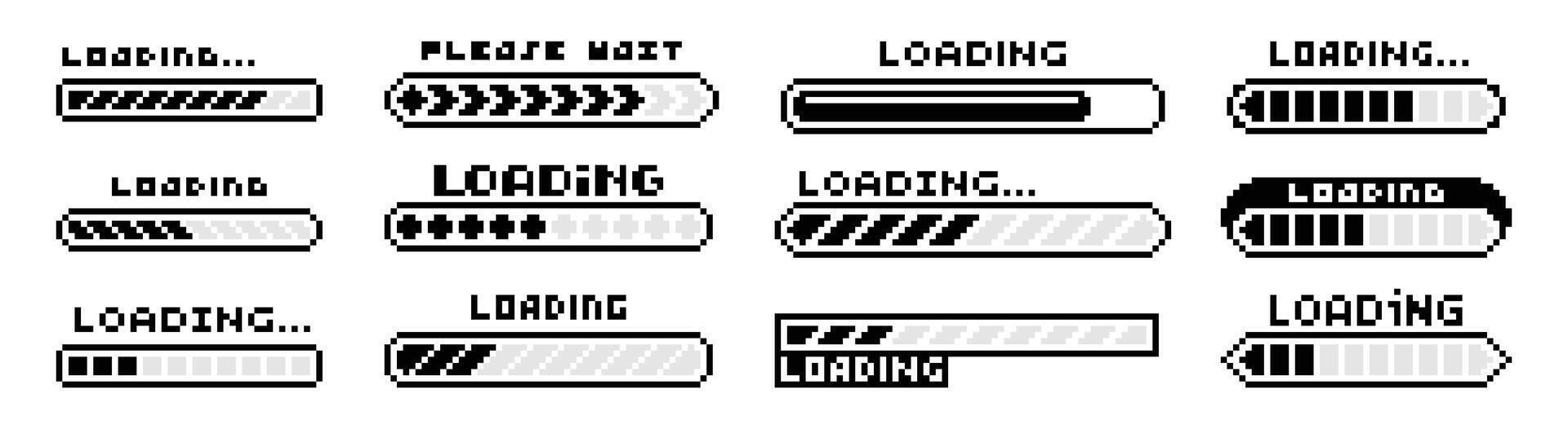 Pixel loading bars 78527359 Vector Art at Vecteezy