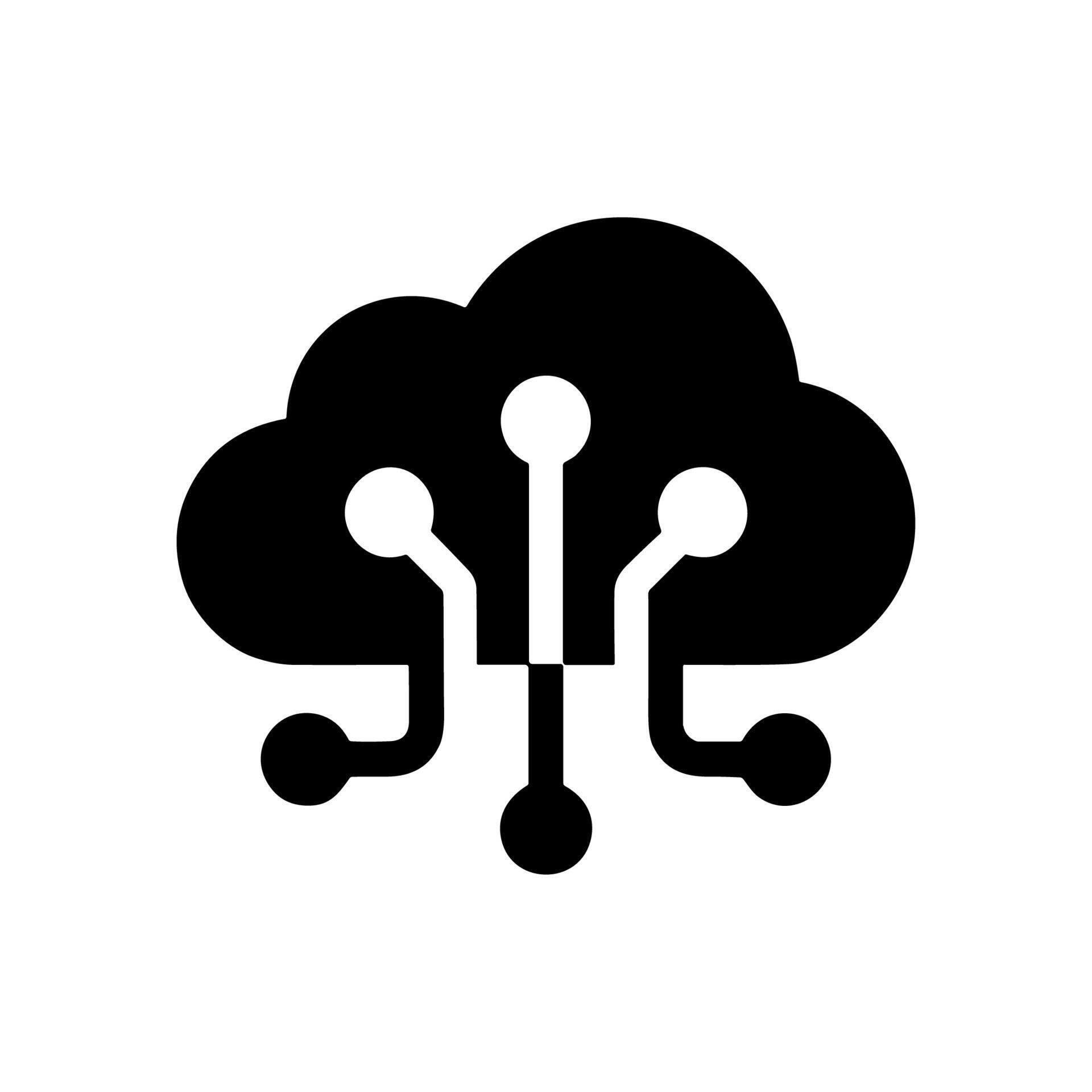 Flat Solid Style Cloud Computing Digital Network Connection Icon ...