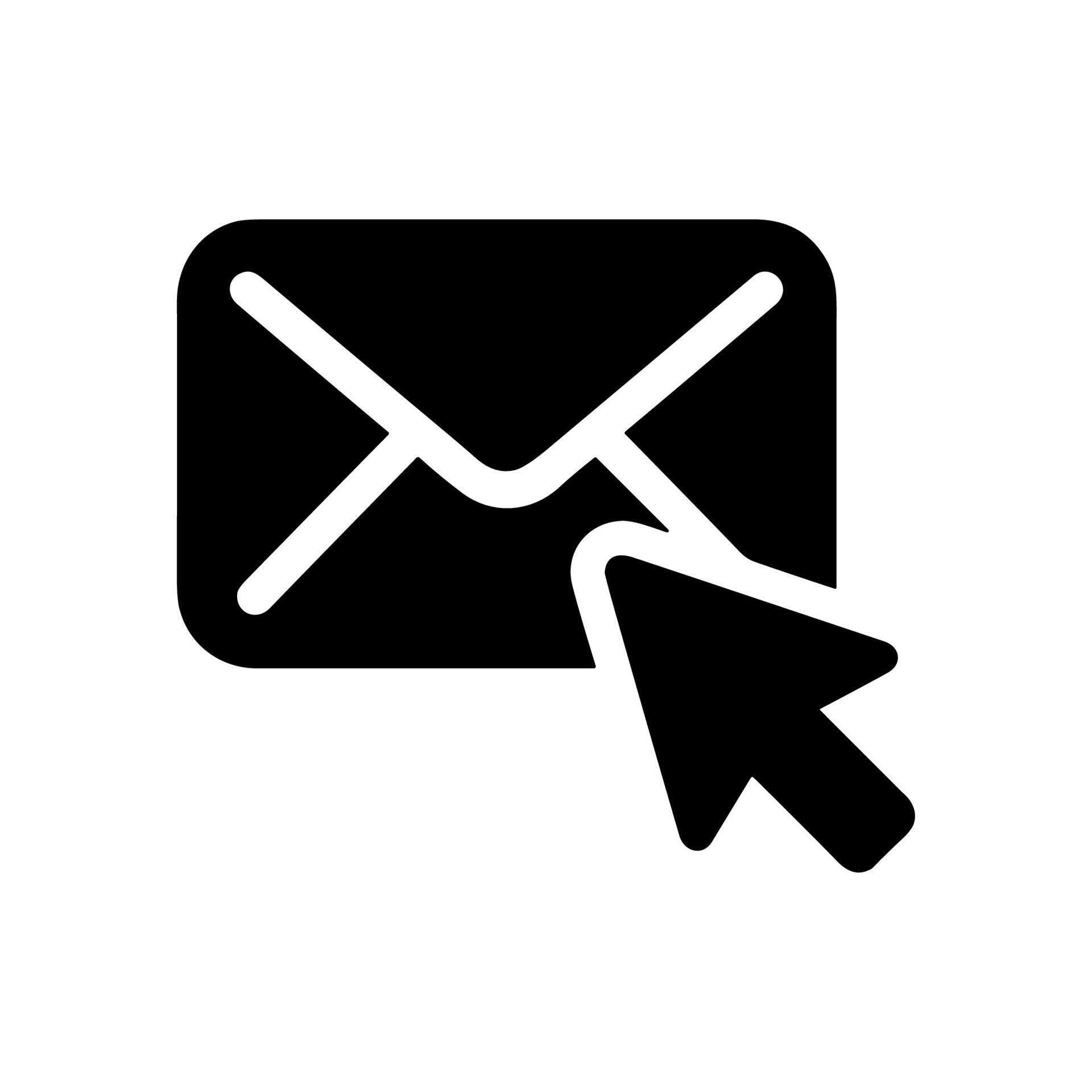 Flat Solid Email Message with Cursor Pointer Click Icon Element ...